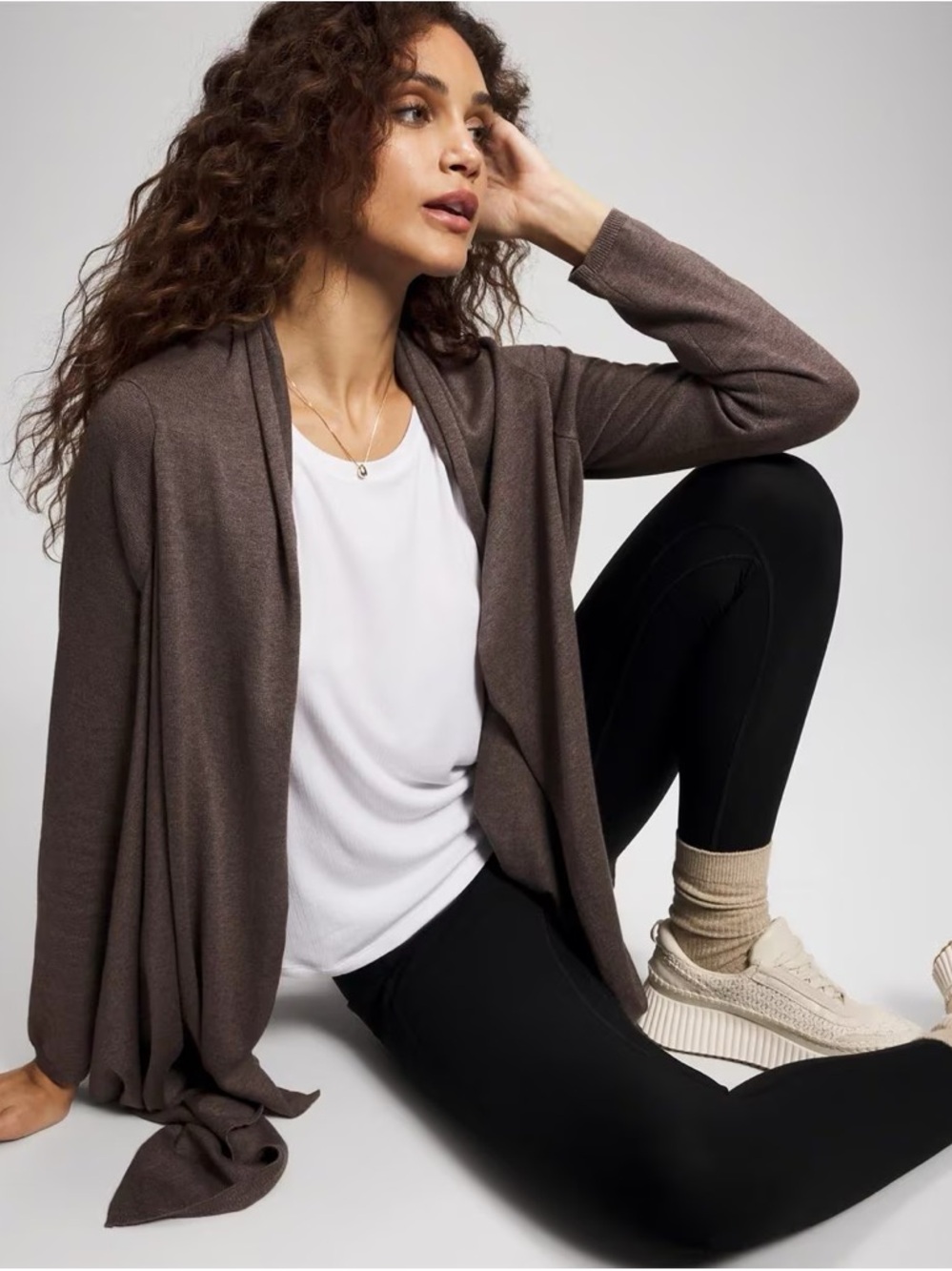 Soma | Open-Front Travel Cardigan in Brown NWT
